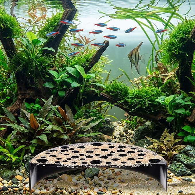 2 Pcs Shrimp Hides for Aquarium, ABS Plastic Aquarium Cave Shelters Small Fish Shrimps Tunnel House with Multiple Holes for Fish Tank Decor Accessories