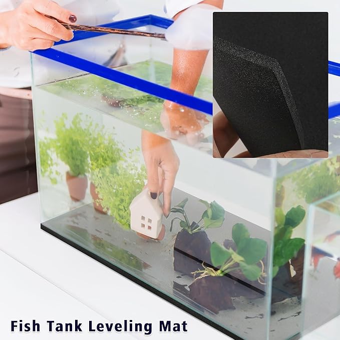 UNIFAMILY Aquarium Leveling Mat 6 Gallon, Fish Tank Mat for Shock Absorbing 15.7 X13 in, Waterproof Aquarium Mats for Under Tank,Heavy Weight Support Fish Tank Compressible Neoprene Mat