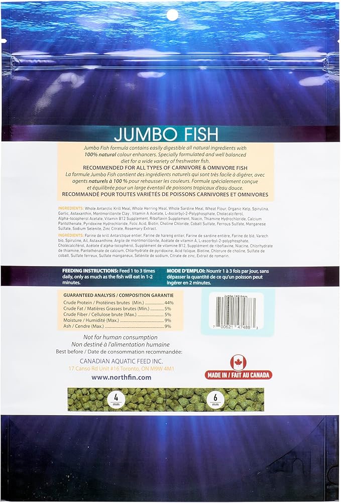 Northfin Fish Food Jumbo Formula Slow Sinking Pellets (6mm 1kg)