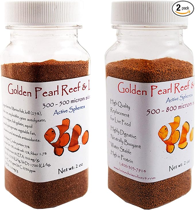 Brine Shrimp Direct 2 Pack Golden Pearl 300-500 Micron 2 oz. & 500-800 Micron 2 oz.(GP Diets)
