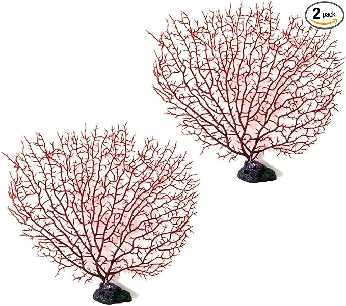 CNZ® Artificial Coral Plant for Fish Tank Decorative Aquarium Reef Ornament (Red Coral Tree, 2pcs)