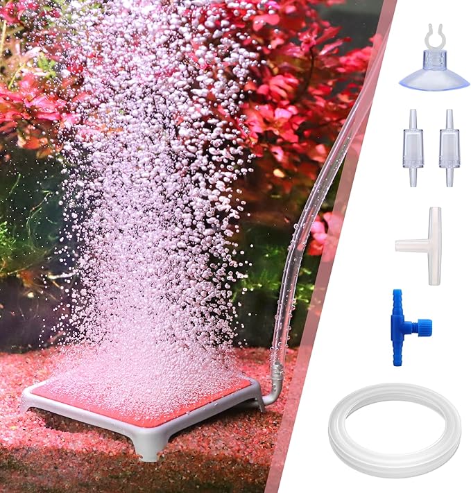 hygger Aquarium Air Stone, 3.23 Inch Nano Air Stone Make Super Tiny Bubble, Ultra Quiet Dissolved Oxygen Diffuser Small Airstone with Stainless Steel Base for Aquarium, Fish Tank & Hydroponic, Square
