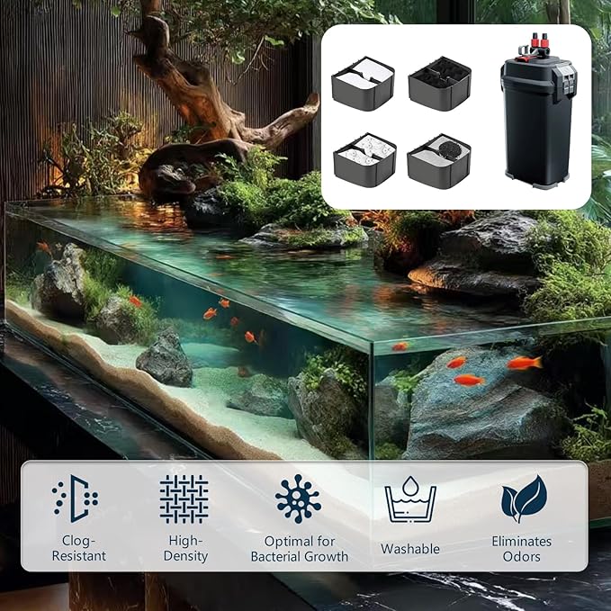 30 Pack Replacement Filter Media Kit Compatible with Fluval 406/407 Aquarium Filters, Including Bio Ceramic Rings, Activated Carbon, Blue, White & Black Bio Foam Value Pack