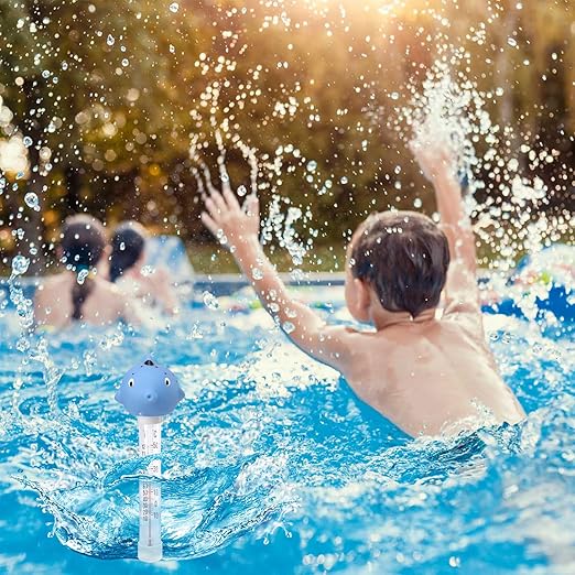 MUMTOP Floating Pool Thermometer, Large Number Easy Read Water Thermometer with String for Indoor Outdoor Swimming Pools, Spas, Hot Tubs and Ice Bath(Fish)