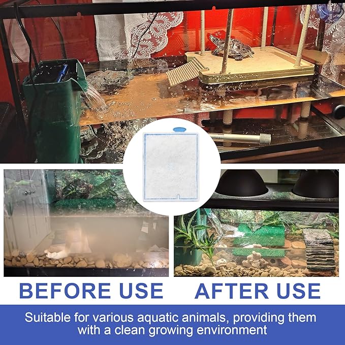 6 Pack Turtle Tank Large Filter Cartridges Compatible with Zilla, Turtle Filter Cartridges for Aquarium, Reptile Terrarium Filter Cartridge for Zilla, for 40G and Large Basking Platform Filter 40G