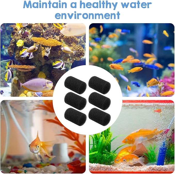 6 Pack Pre Filter Sponge, Aquarium Filter Sponge Rolls, Compatible Accessories for Fish Tank for Aquarium Shrimp Fry Fish Tank Filters
