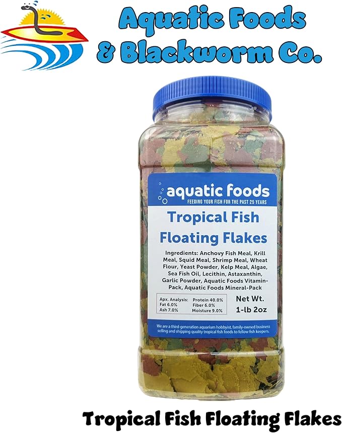 Premium Tropical Fish Flakes, for All Community Tropical Fish, Cichlids and Pond Fish. AFI Tropical Flakes…1-lb 2oz Lg Jar