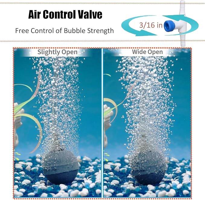 Aquarium Air Pump Accessories - Contains Airline Tubing, Control Valve, Air Stones, Connectors, Check Valves, Suction Cups