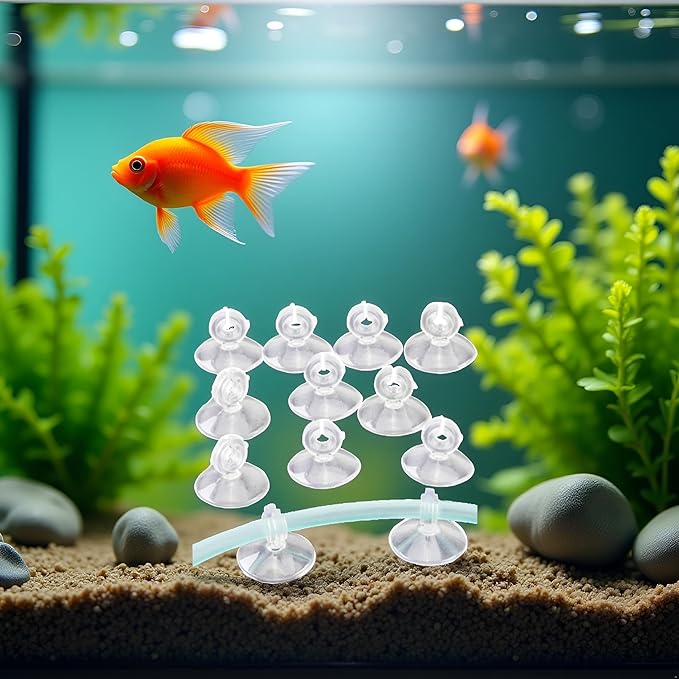 10Pcs Aquarium Suction Cup Clips Set, Fish Tank Air Line Holder, Clear Plastic for Glass Fish Supples
