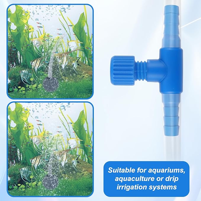 Psyqtsuary Aquarium Air Valve, 10 Pcs T Shaped Aquarium Air Control Valve Single Way Plastic Adjustable Air-Flow Control Regulator Aquarium-Air Pump Accessories for Fish Tank 3/16" ID Tubing (Blue)