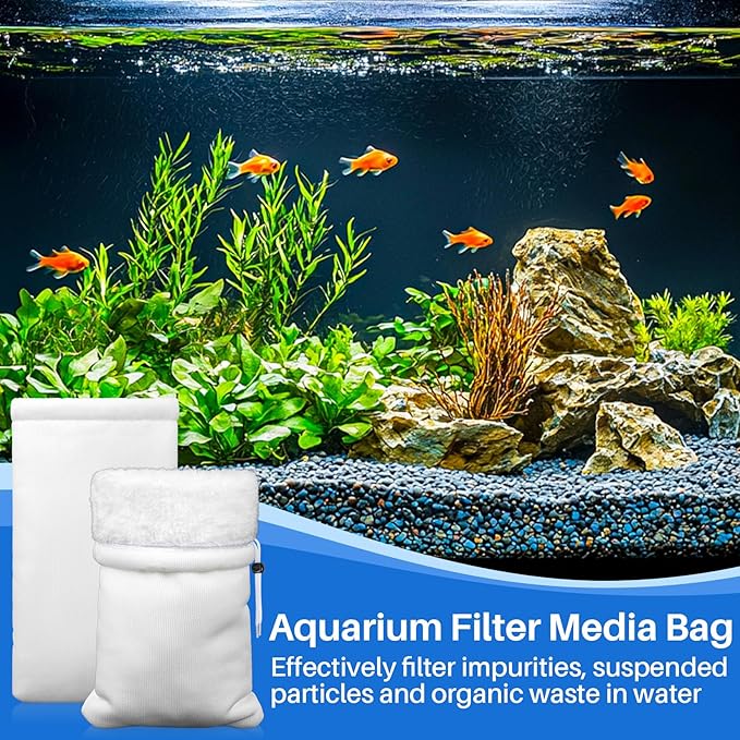 MAQIHAN 5PCS Aquarium Filter Socks - Aquarium Socks 5.9 x 10.6in Filter Bags Filter Media for Saltwater Fish Tank, Aquarium, Ponds, Garden, Saltwater, Fershwater, Plant, Trutle