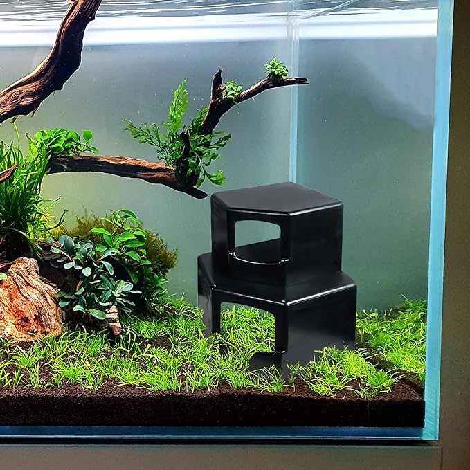 Aquarium Corner Cave Hide Axolotl Cichlid Cave Fish Tank Accessories, Corner Fish Aquarium Cave Hide with Viewing Window, Terrarium/Aquarium Underground Natural Cave