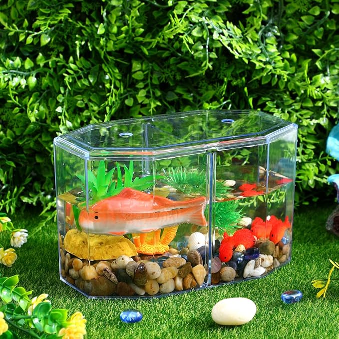 Mipcase 2pcs Transparent Box for Fish Dual Chamber Tank Removable Partition Easy to Clean Aquarium Incubator for Betta Guppy Fish Fry