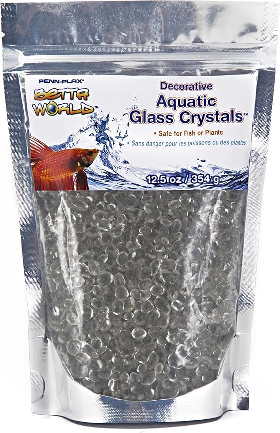 Penn-Plax Betta World Crystal Decorative Pebbles for Fish Tanks, Vase Filler, Plant Décor – White Translucent Crystal Sand – 12.5 Oz