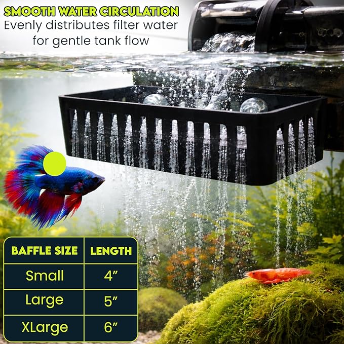 Square Aquarium Filter Baffle, Universal HOB Filter Compatible, Slow Flow Design for Betta Fish and Shrimp Tanks (Extra Large)