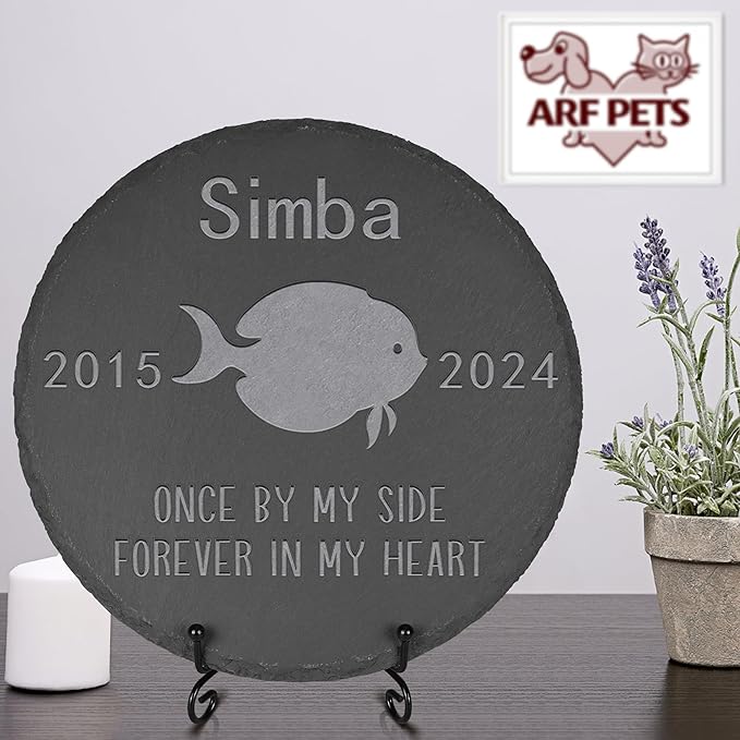 Personalized Pet Memorial, Fish Memorial Stone, Fish Tombstone, Fish Grave Marker, Fish Memorial Gifts, Fish Loss - Round