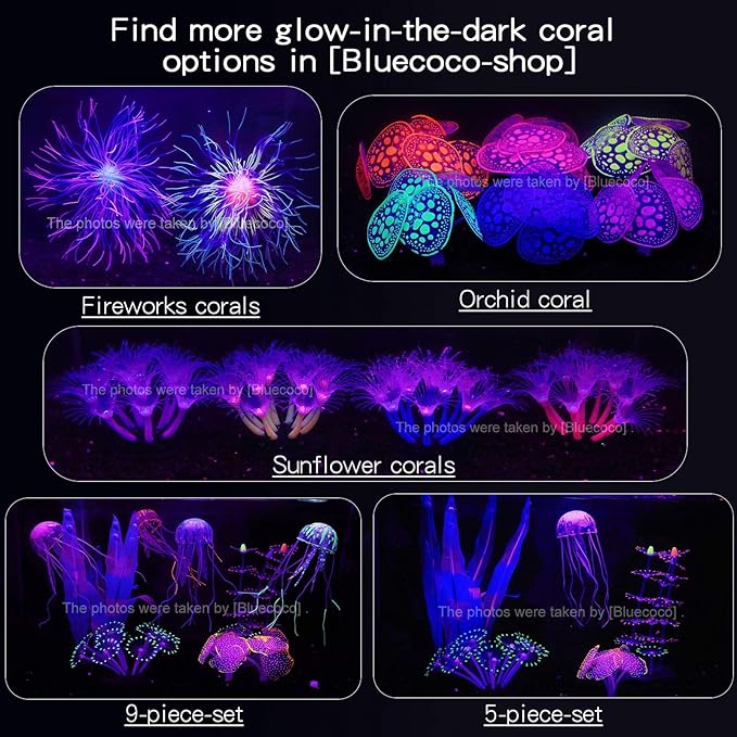 Soft Silica Gel Moves Naturally with Water Flow, Aquarium Decorations Glow in The Dark, Glowing Coral Ornaments for Fish Tank Decorations (Blue, Tree)