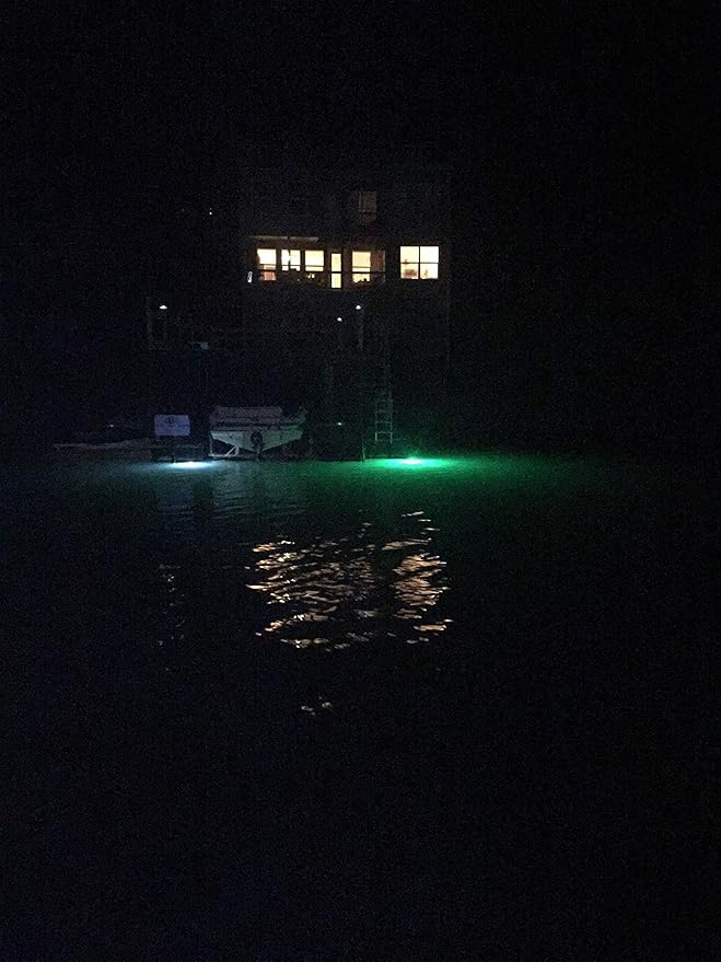 Underwater Fishing Light with Battery Clamps,25ft Cord,300 Green LEDs 15,000 lumens,Submersible Fish Attractor, Boat and Dock Lights, Salt Water, Fresh Water,12v DC Crappie