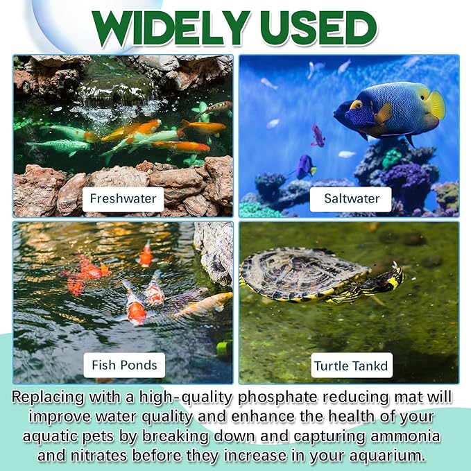 Treela 4 Pack Aquarium Filter Media Pads, 4-in-1 Mechanical & Chemical Filtration, Ammonia, Nitrite & Phosphate Removal, Cut-to-fit for Fish Tanks & Ponds, Improves Water Clarity & Odor Control