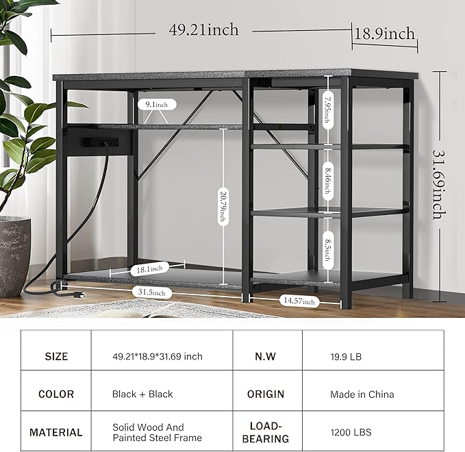 55-75 Gallon Fish Tank Stand: Heavy Duty Aquarium Stand with Power Outlets and Cabinet for Fish Tank Accessories Storage - Metal Frame, 1200LBS Capacity, Suitable for Fish & Reptile Terrariums