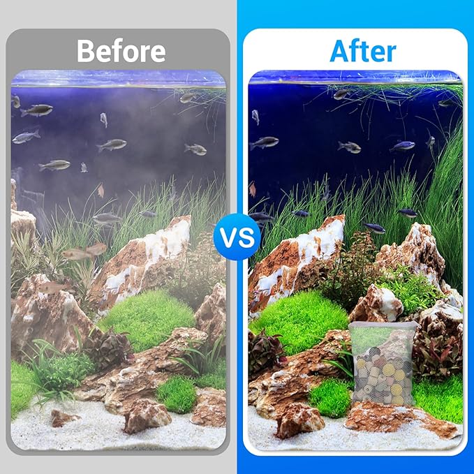 Segarty Filter Media,12 in 1 Bio Media for Aquarium Sump Filter Ceramic Rings Activated Carbon Bio Balls Freshwater Marine Biological Filter Media for Koi Fish Tank Pond Canister (1.1lb with Mesh Bag)