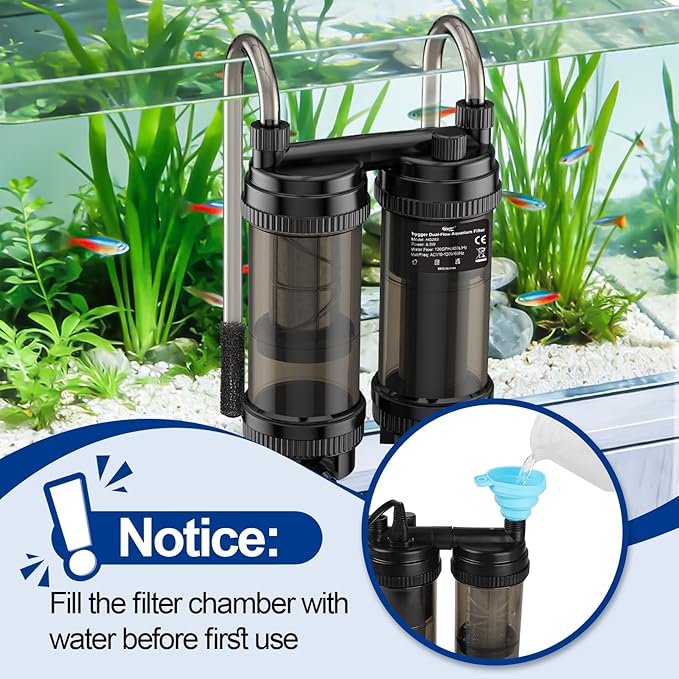hygger Fish Tank Filter 120GPH, 8.5W Hang on Back Aquarium Filter with Multi-Stage Filtration for Up to 20 Gallon Fish Tank, Quiet HOB Filter for Freshwater & Saltwater Aquariums