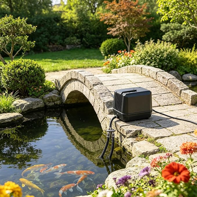 POPOSOAP Pond Aerator Accessories Kit, 52.4 Ft Flexible Black Pond Aerator Tubing with 2-Way Splitter & 2 Air Stones for Ponds, Fish Tanks, Aquariums, Septic Tanks (10mm ID) P802