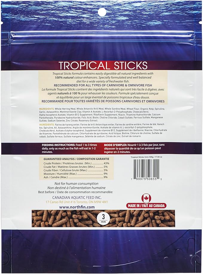 Northfin Food Tropical Sticks 500 Gram Package