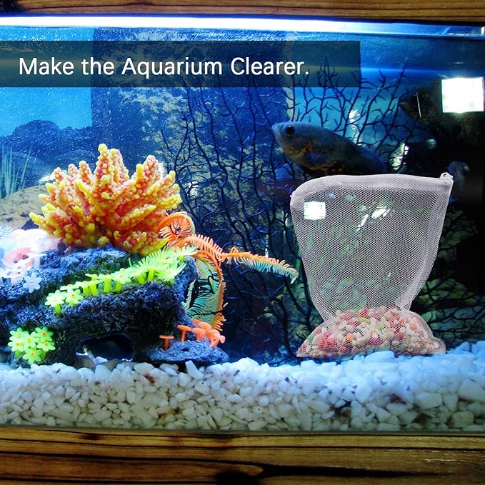 10 Pieces Aquarium Filter Bags Fish Tank Media Mesh Filter Bags Net Bag with Zipper for Charcoal Pelletized Remove Activated Carbon, Biospheres, Ceramic Rings