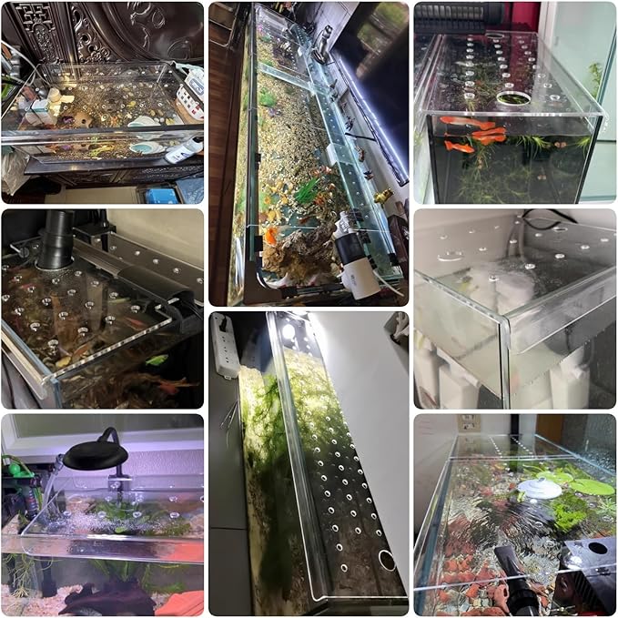 Square Anti-Fish Jump Lid with Hole, Clear Acrylic Aquarium Top Cover, Frameless Cat Proof Terrarium Hood, 8 12 14 16 18 20 inch Customizable(L130xW40cm/51.2x15.7in)
