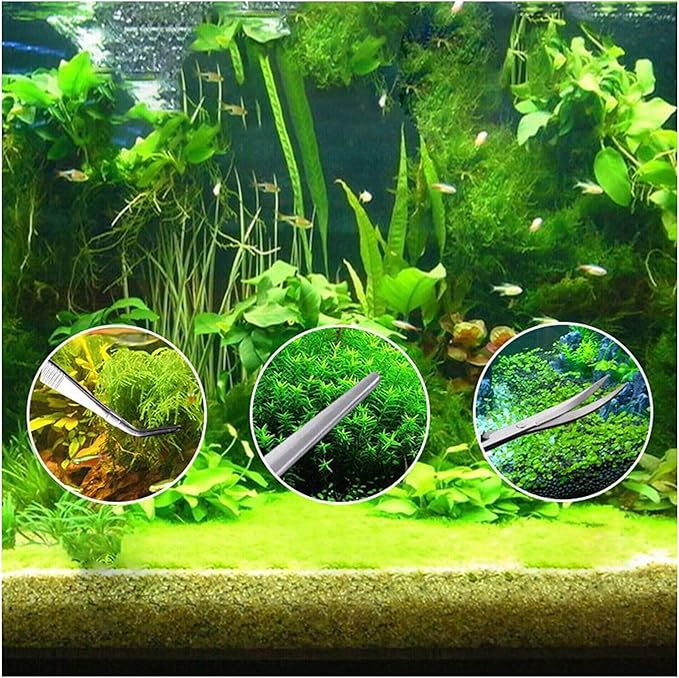 Aquascaping Tools 5 in 1 Kit Aquarium Scissors Plant Tools Curved & Straight Scissor Tweezers Spatula Stainless Steel Anti Rust Aquascape Tools for Fish Tank