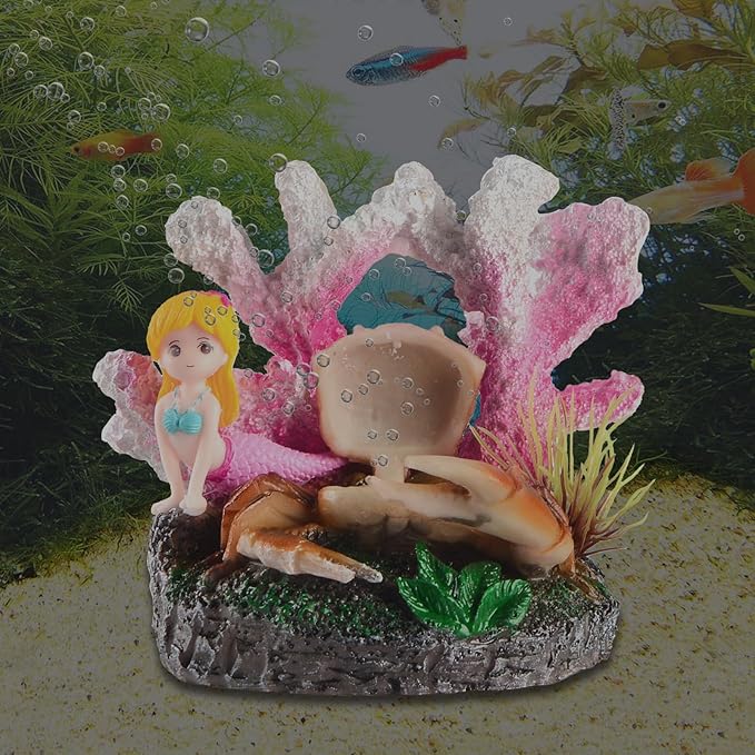Saim Resin Corals, Aquarium Bubbler Decorations Cute Coral & Crab Fish Tank Decoration, Aquarium Micro Ocean Landscape Ornament Resin Corals for Aquarium Fish Tank Decor Fish Toy