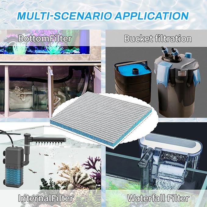 BOROLA 8-Layer Aquarium Sponge Filter Pad, Efficient Multi-Filtering Media, Aquarium Fish Tank Accessories Enhanced Filtration System, Ideal for Freshwater & Saltwater Fish Tanks(10in*4in)