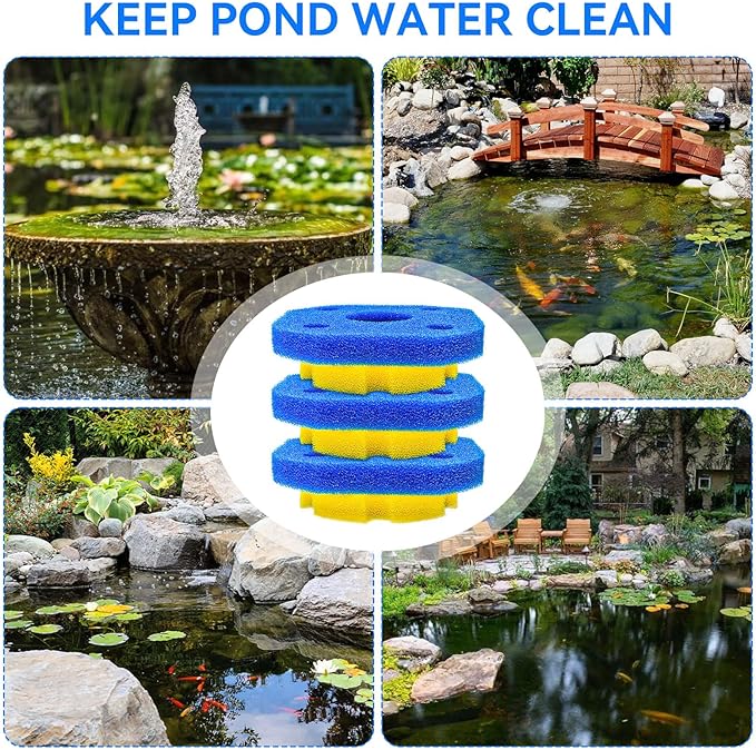 6Pack Sponge Filter Replacement for VIVOHOME Pond Filter 2380 GPH 2630 GPH or VIVOGROW 2380/2630 GPH Bio Pressure Pond Filter Media Pads for Sunsun CPF-250/180 for Outdoor Ponds, Koi Ponds