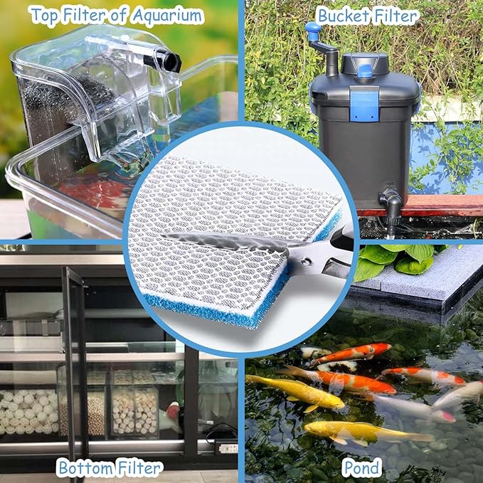 SHIGATSU Aquarium Filter Floss Rolls, Upgraded 8-Layer Aquarium Filter Sponge for Fish Tank Filter and Pond(47" x 12"), Aquarium Filter Media for Freshwater or Saltwater Aquariums