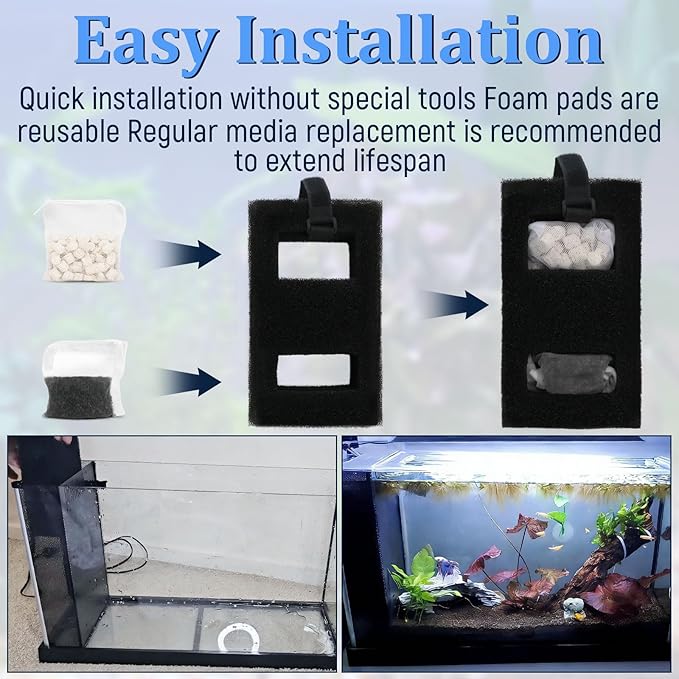 A1376 Aquarium Filter Media Kit Compatible with Fluval Spec Evo Betta Flex Series Aquarium Filters Foam Replacement Set Suitable for Most Standard Aquariums (2-Pack)