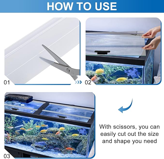 2PCS Set Glass Canopy, 22.08 x 16.57in (Each PCS) Clear Tempered Aquarium Fish Tank Hoods, ONLY FITS Aqueon 75/90/110 Gallon Aquarium Fish Tank
