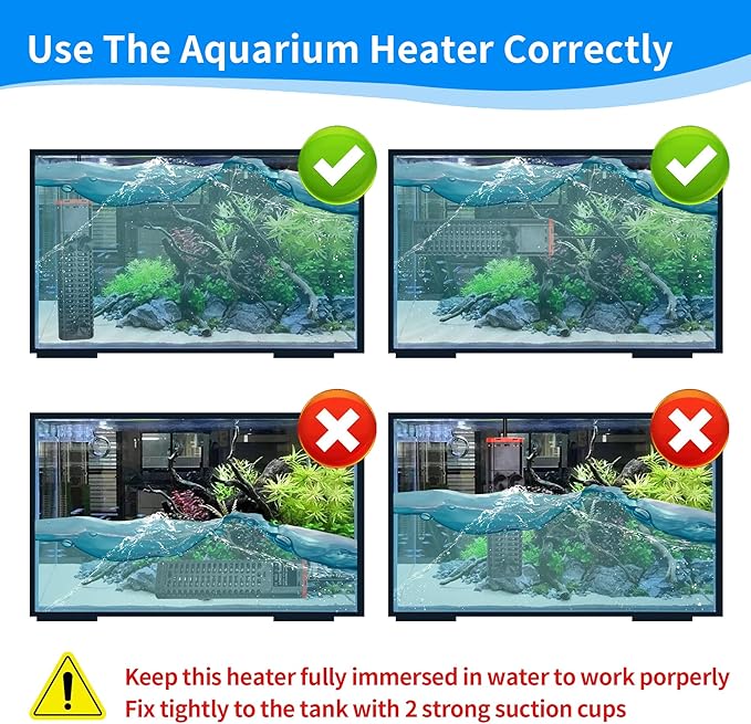 Aquarium Heater 1000W Submersible Fish Tank Heater with Double Quartz Tubes and LED Display Temperature Controller for 150-300 Gallon, Suitable for Saltwater and Freshwater