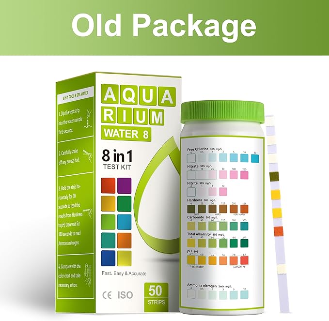 AAwipes 8-in-1 Aquarium Test Kit for Fish Tanks - Quick & Accurate Water Testing Strips for Aquariums & Ponds. Tests pH, Ammonia, Alkalinity, Hardness, Chlorine, etc. (K02-50)