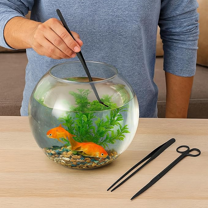 Mandala Crafts 15 Inches Rainbow Stainless Steel Straight and Curved Aquarium Tweezers for Aquatic Plants – Long Aquascape Forceps for Fish Tanks, Hospital Tanks, Goldfish Bowls, and Terrariums