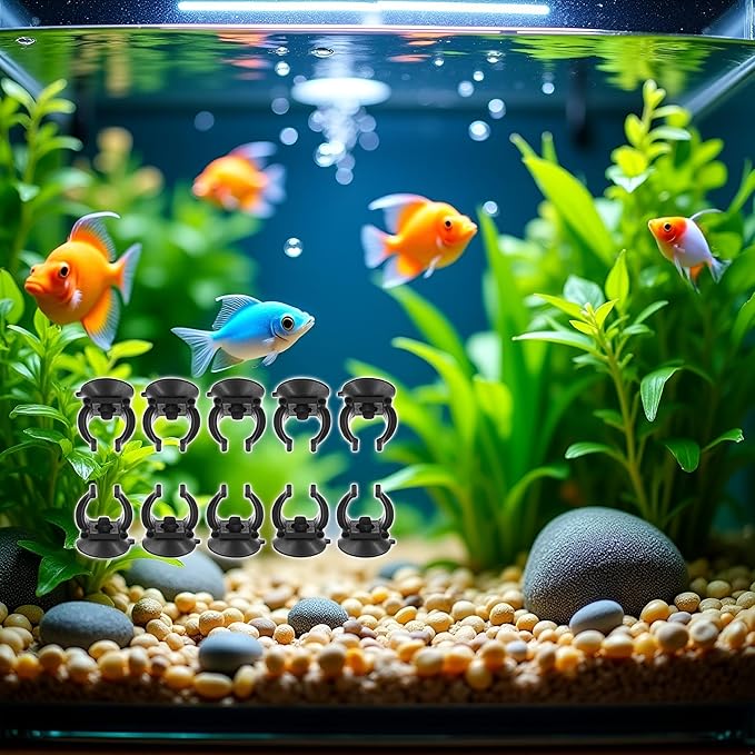 GANPUB 10PCS Black Suction Cup Fish Tank Aquarium Heater Rubber Clip Airline Tubing Glass Holder Pet Supplies Cost- Effective Fashion in Practical Aquarium Pumps and Filters(18-22MM)