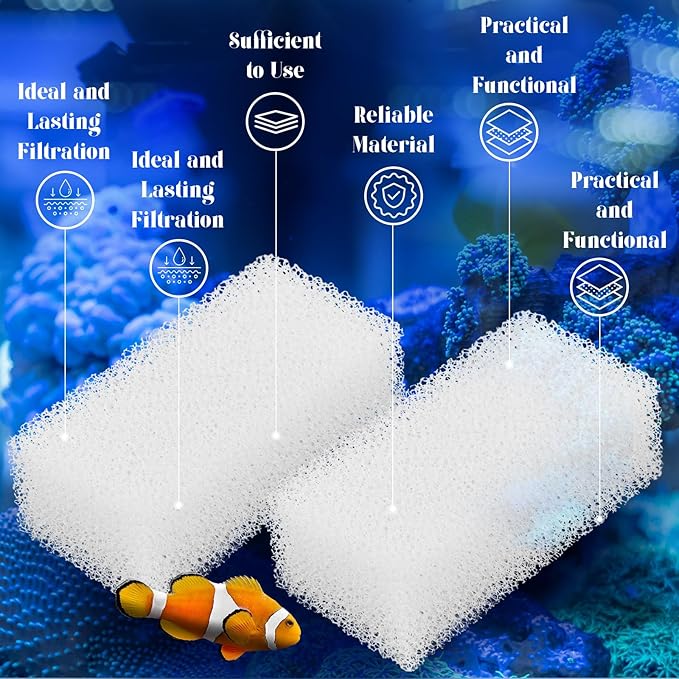 Threlaco 6 Pcs Foam Filter Insert Compatible with Aquaclear Aquarium Filter Replacement Media for Filtering and Keeping Aquariums Clear (Compatible with Aquaclear 50)