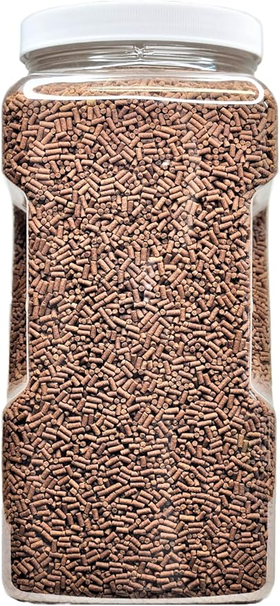Shrimp Pellets, 40% Protein Sinking Pellets, 1/16" x 3/8" for Shrimp, Snails, Crabs, Catfish, Plecos - 12oz Jar