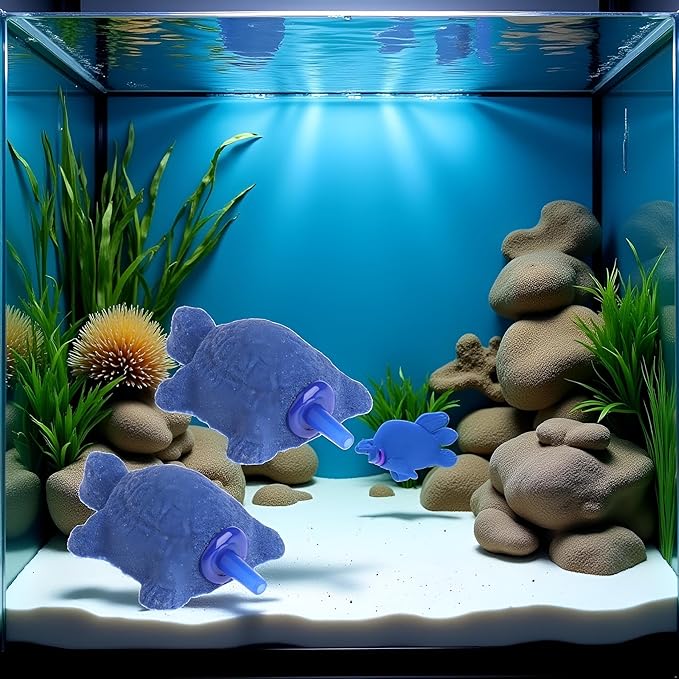 2Pcs Blue Turtle Aquarium Bubble Air Stone Diffuser Fish Tank Aerator Oxygen Pump Ornament Decor Aquarium Air Pump Accessories