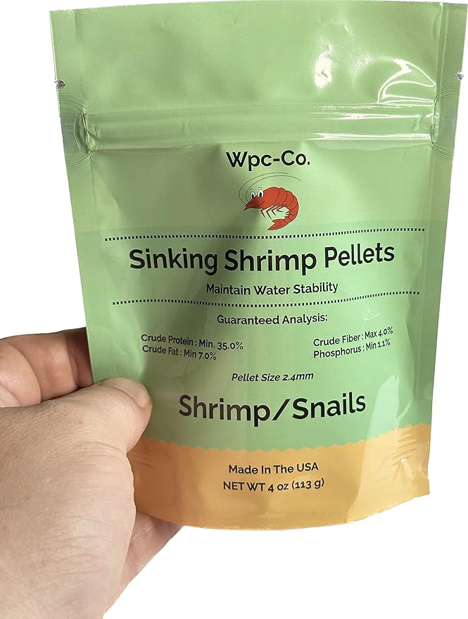 Wpc-Co. Aquarium Shrimp Food - Sinking Pellets for Aquatic Shrimp, Snail, Bottom Feeders - Complete Nutrition for Tropical Shrimps and Other Invertebrates
