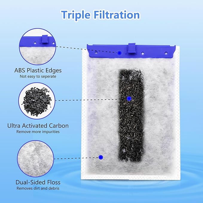 Aquarium Filter Cartridge Compatible with Whisper Power Filters,Replacement Filter Cartridges for PF20/PF30/PF40/PF60 (Large, 3-Pack)