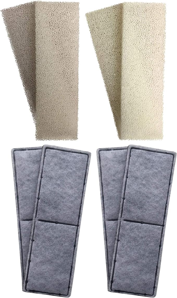 Finest-Filters 4 x Compatible Foam and 4 x Compatible Polycarbon Carbon Cartridges to Fit Fluval U3 Internal