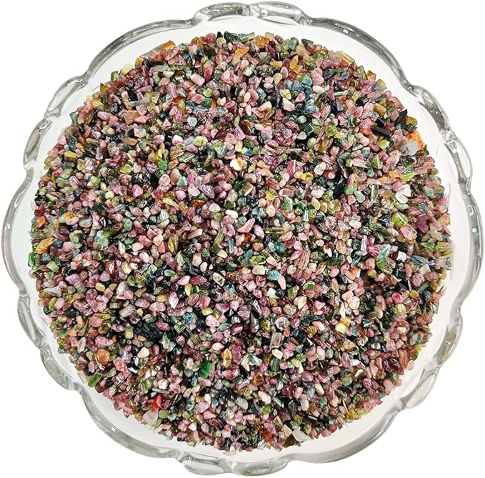 Shubhanjali Reiki Healing Mix Tourmaline Crystal Chips for Vastu 50 Gm | Natural Gemstone Chips Stone for Home Decor Items Flower Pot Aquarium Fish Tank Jewellery Making