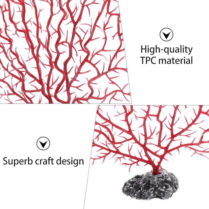 TEHAUX Artificial Plants Aquarium Landscape Simulation Coral Decor, Fake Sea Fan Coral for Both Fresh and Salt Water, Safe and Easy for Daily Washing, Medium Size 2pcs Ocean Decor