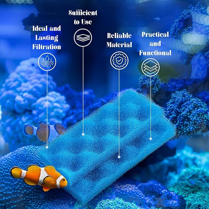 Threlaco 18 Pcs Aquarium Filters Bio Sponge Sets Compatible with Fluval 206/207 Aquarium Filters Including Blue White Black Biological Sponge for Replacement Filter Media Kit